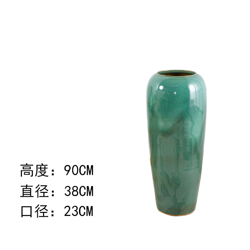 景德镇陶瓷落地大花瓶客厅玄关花插花器陶罐酒店欧式装饰家居摆件 三维工匠 中号高90直径38口23厘米高清大图