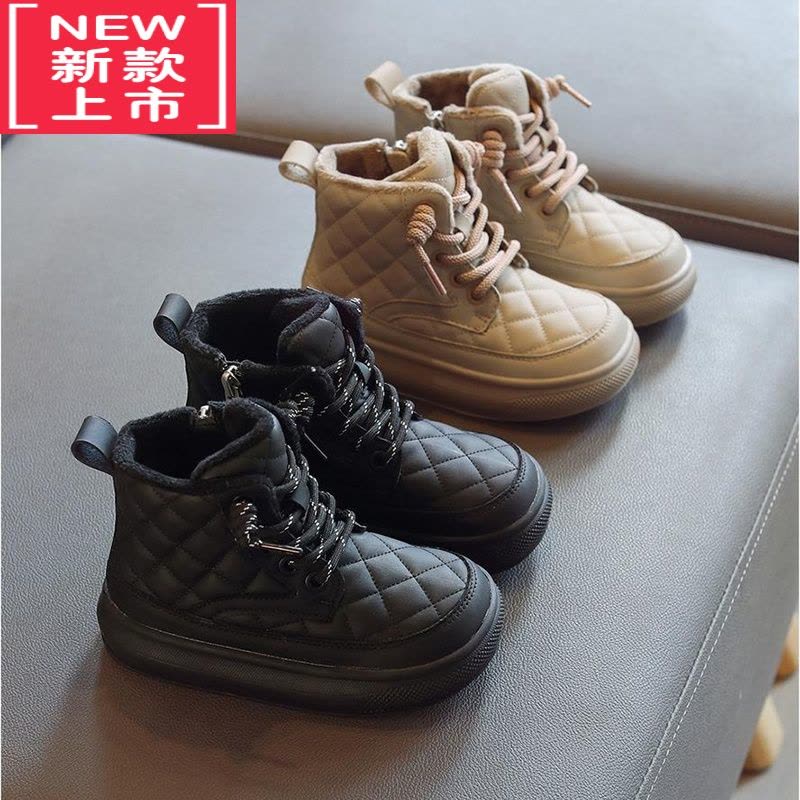可莉允女童靴子2022秋冬新款二棉鞋男童鞋子儿童加绒洋气短靴童鞋马丁靴图片