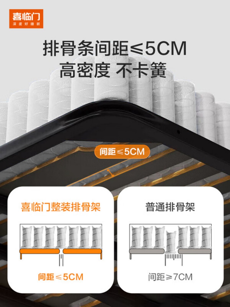 喜临门 -芝士分子 皮艺双人床家具进口头层牛皮中古风高脚高清大图