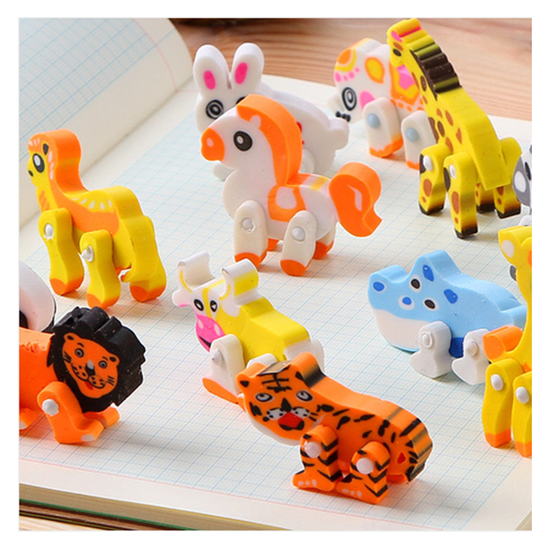 创意动物文具可爱卡通造型橡皮擦 立体可拆卸学生奖品 橡皮