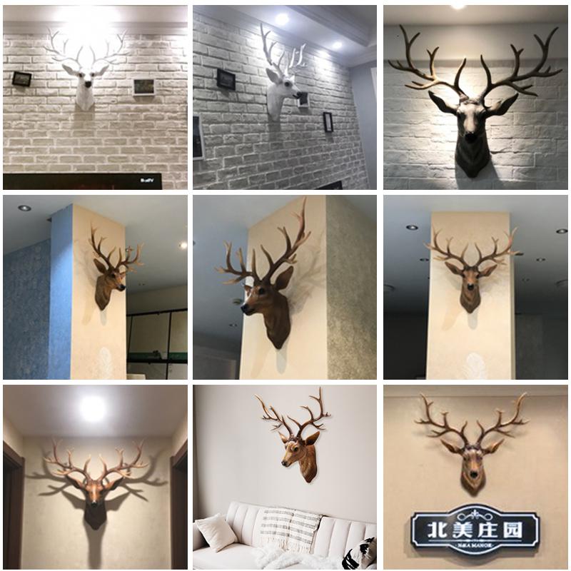 鹿头壁挂壁饰欧式客厅电视背景墙面装饰玄关墙上墙壁装饰挂饰 三维工匠 仿真色高清大图