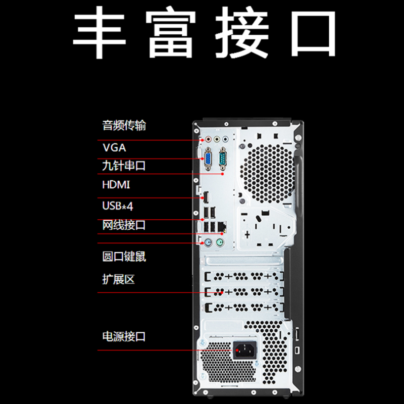 联想(Lenovo)启天M420分体式电脑主机(i5-9500 8G 1T+256SSD 2G W10 21.5显示器)