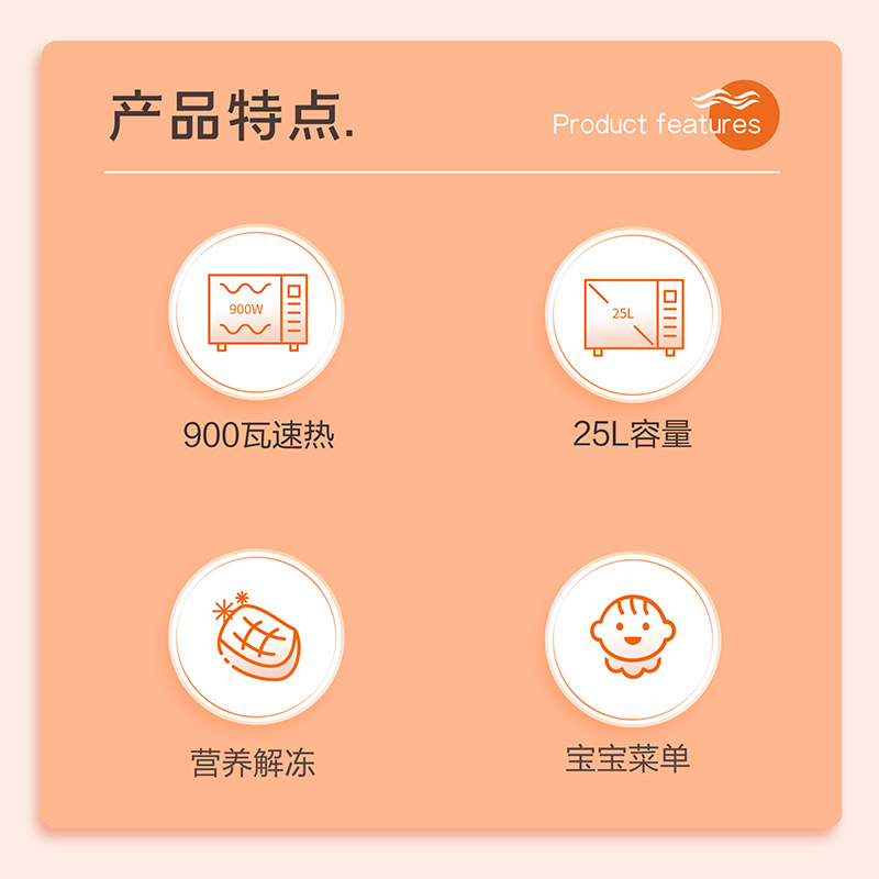 格兰仕微波炉 25升家用大容量 智能光波烧烤 光波杀菌消毒 900W速热 节能省电 平板加热微蒸烤一体机C2S0-GF5高清大图