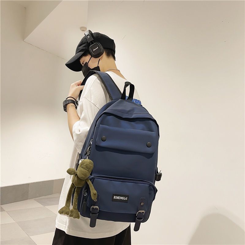 深灰色双肩包书包男潮流韩版高颜值大学生背包女初高中大容量校园双肩