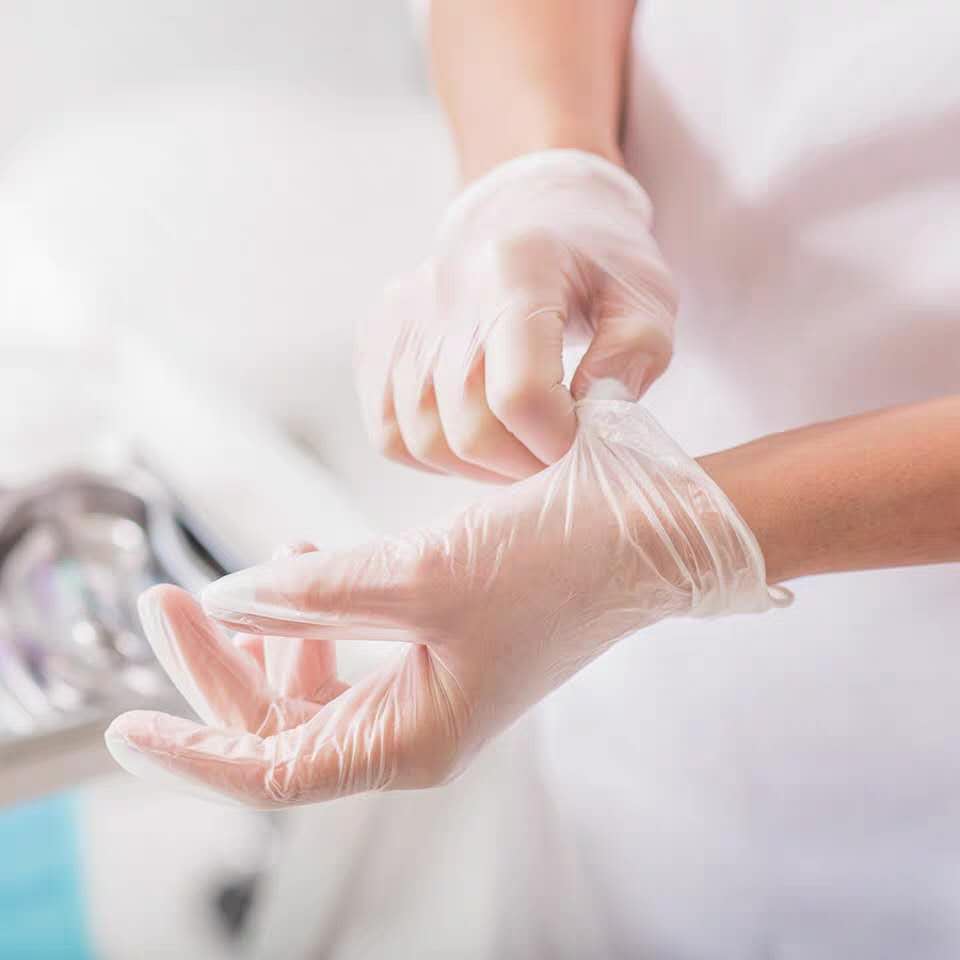 企业定制 英科一次性pvc手套检查医生专用塑料透明胶防护医疗食品100只L号高清大图