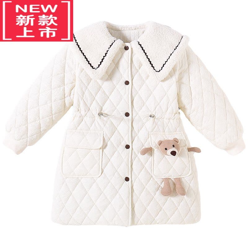 可莉允女童棉服外套冬装洋气2022新款儿童冬季加绒棉衣加厚羽绒棉袄长款图片