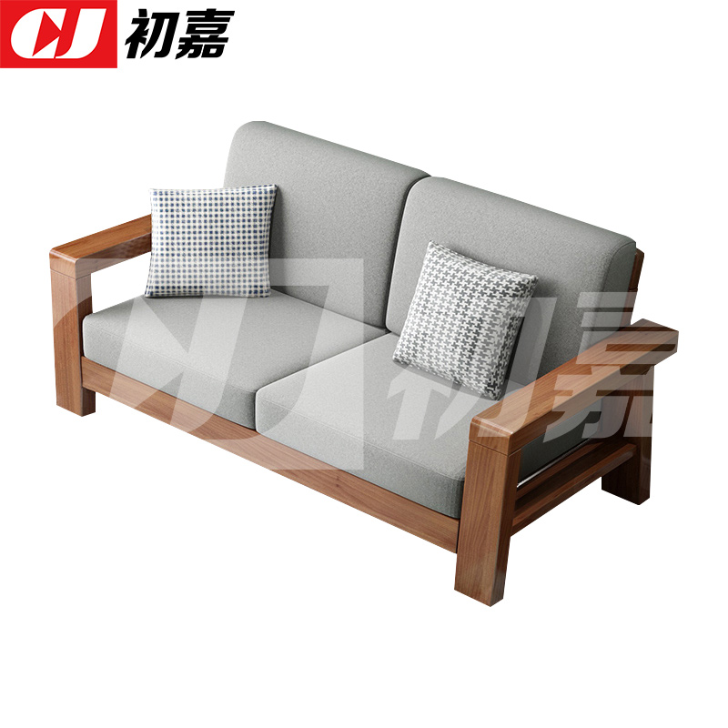 初嘉(CJ)XZS-01 办公沙发木质沙发新中式沙发小户型沙发椅客厅沙发高清大图