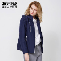 波司登BOSIDENG2018春季女士宽松百搭连帽韩版春季短款纯色运动短外套B80516004