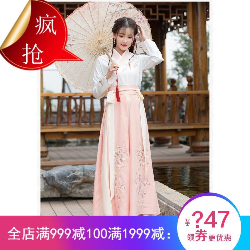 城市骆驼唐装 民族服装 舞台服装 中式服装改良汉服女夏梅花中国风学生长裙古装仙女飘逸清新淡雅古风日常 价格图片品牌报价 苏宁易购兴淘鞋服专营店