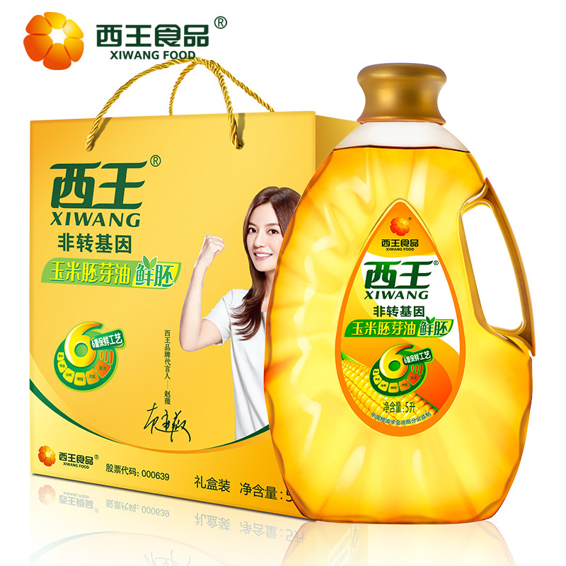 西王鲜胚玉米胚芽油5L 礼盒装 非转基因压榨玉米油