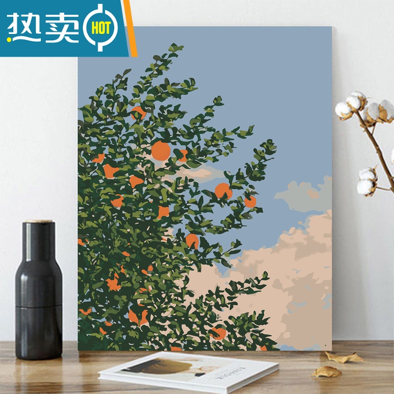 敬平郁金香数字油画diy油彩画手工填充涂色手绘花卉画画装饰风景艺术装饰画 郁金香四号 30X40画布无内框护眼彩色画板+颜料+画笔