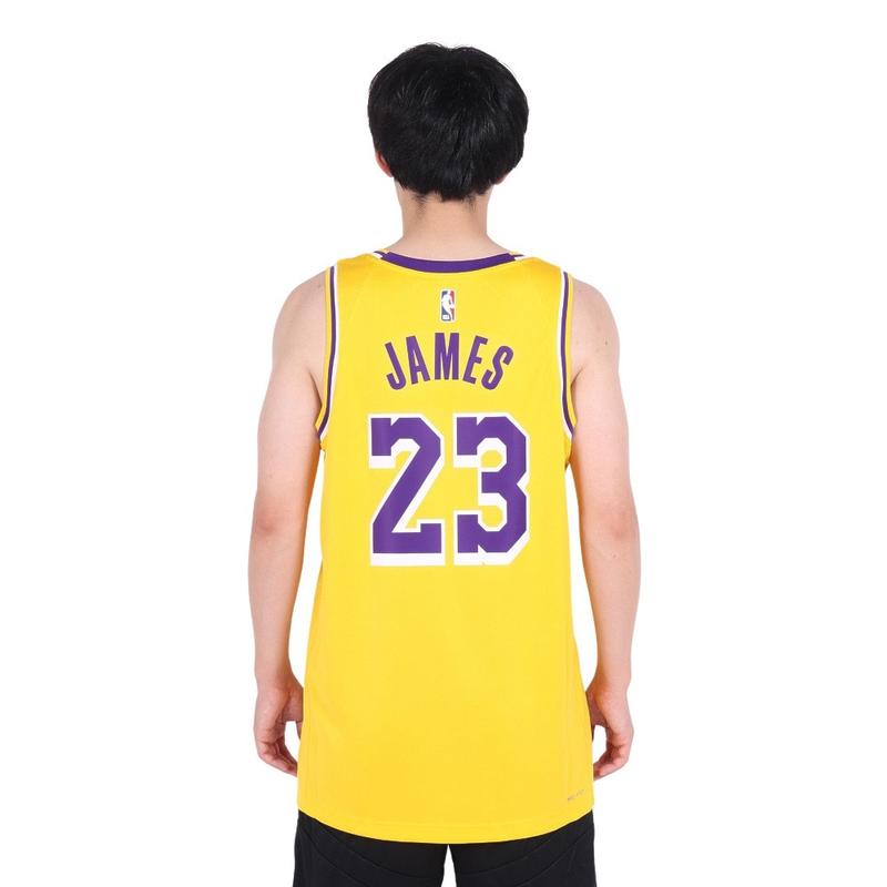 Nike洛杉矶湖人队NBA运动透气速干球迷版球衣男款黄高清大图