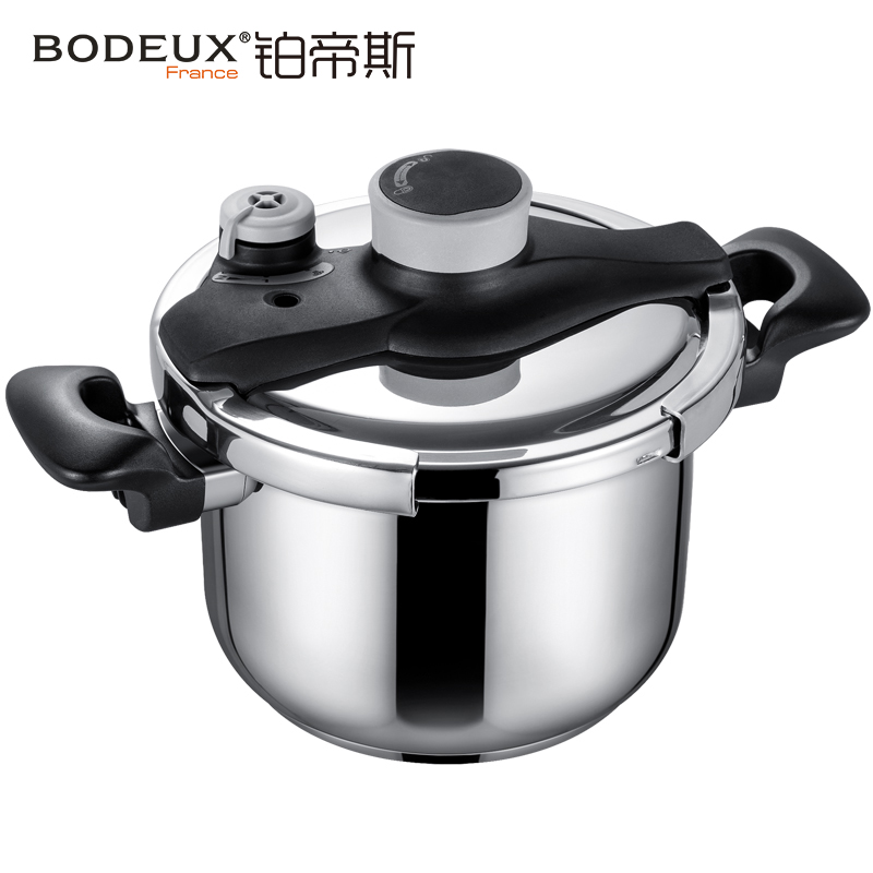 铂帝斯BODEUX 金星 304不锈钢压力锅22cm高压锅家用燃气电磁炉通用复底防爆6L高清大图