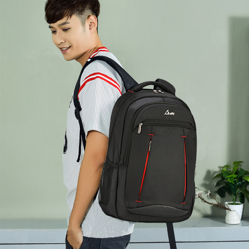lm男士双肩包电脑包大容量背包男式户外旅行中学生书包初中生高中生