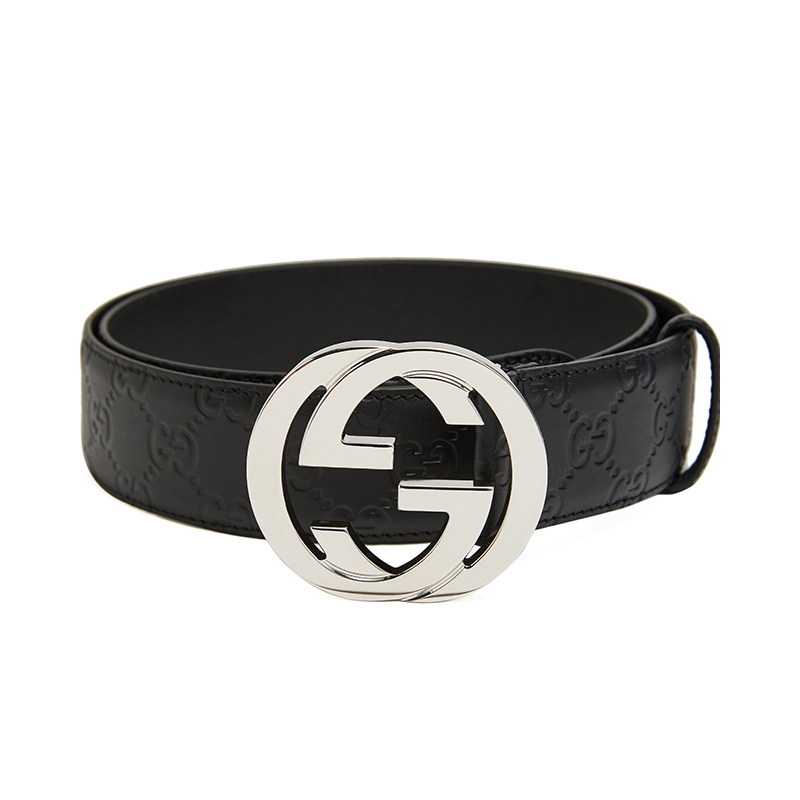 GUCCI 古驰 GUCCI腰带 男士经典双G压纹商务休闲时尚皮带黑色 411924 CWC1N 1000 100