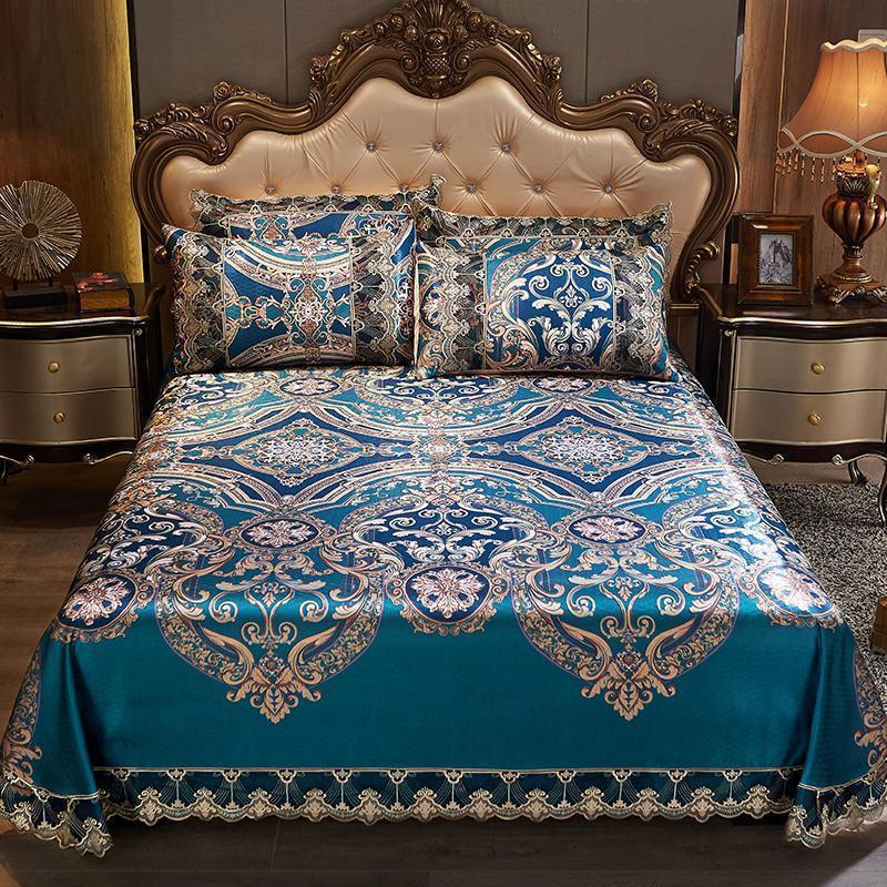 家柏饰(CORATED)冰丝床单凉席1.8m可水洗夏季空调软席子1.5米可折叠夏凉席三件套 床单款凉席-奥维利 1.8m（6英尺）床