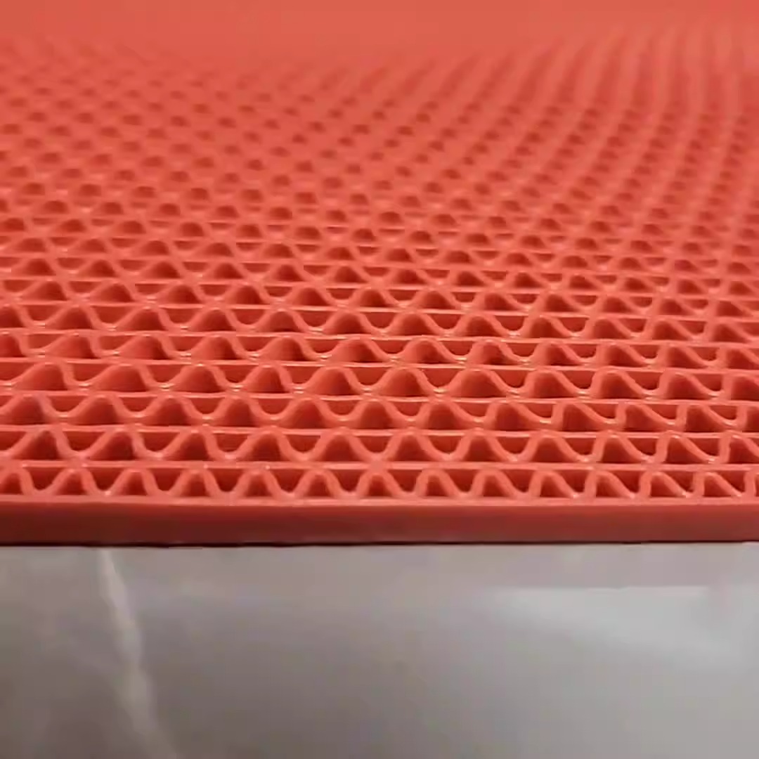 老房太太 PVC镂空防滑地垫 5mm厚 1.6米宽 熟胶 加密 防水 红/灰色备注 L211/米高清大图
