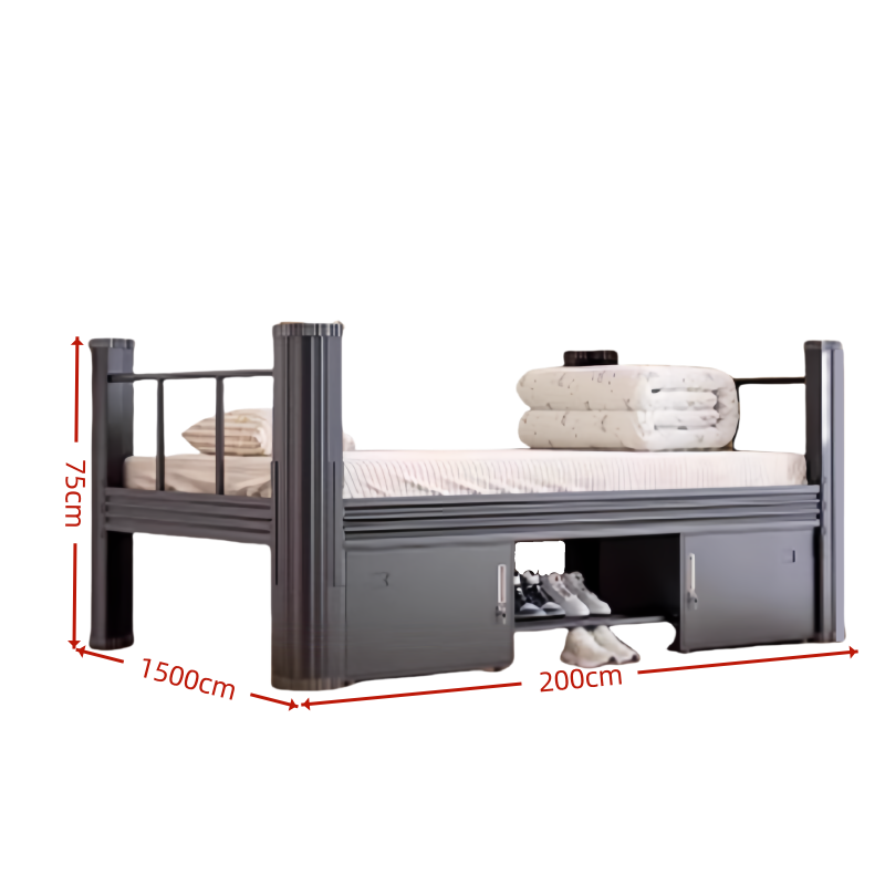 芙首泰钢制职工床含床下柜床垫2000*1500*750mm张高清大图