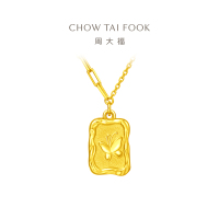 周大福珠宝首饰盈钻沙蝴蝶足金黄金可调节黄金项链计价(工费:420元)EOF712七夕礼物