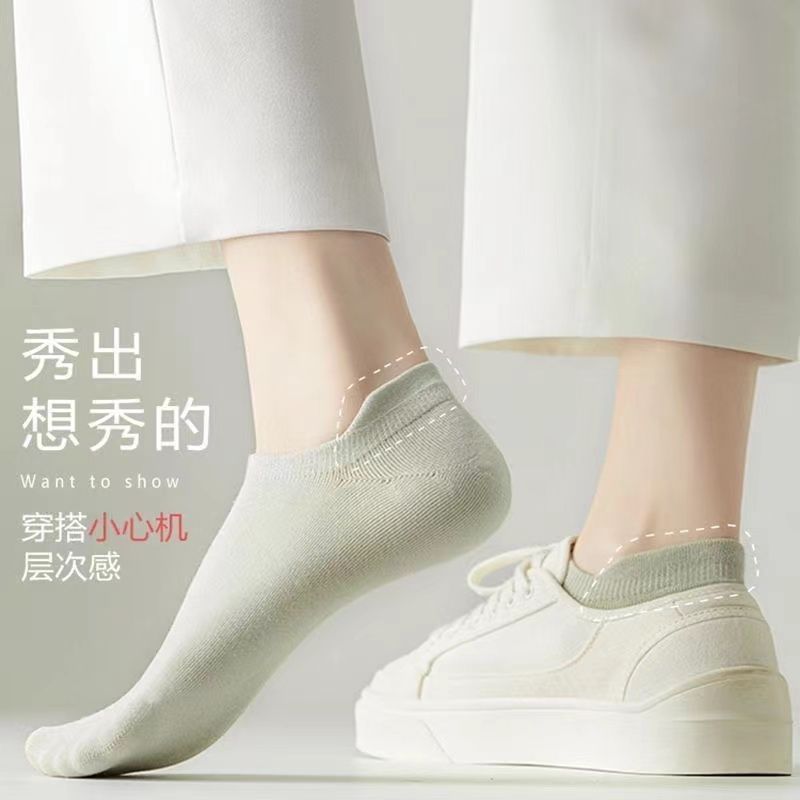女士夏季短袜提耳船袜吸汗运动短袜女款低帮透气小香风袜子女高清大图