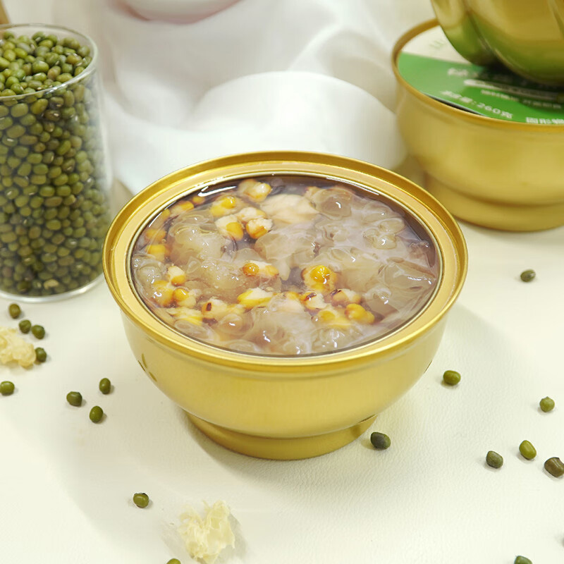 姚朵朵银耳羹绿豆配银耳慢熬炖煮绿豆莲子银耳羹260g*6碗高清大图