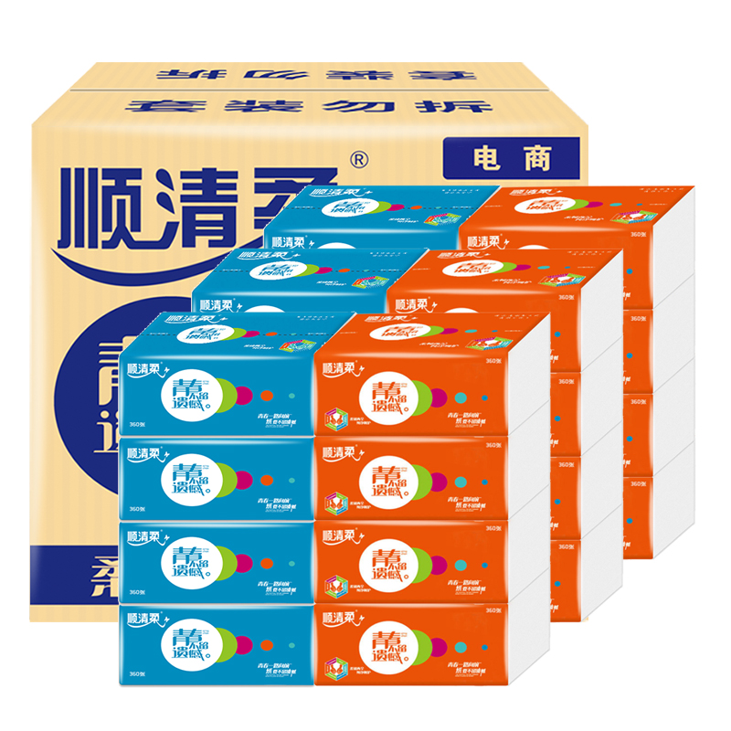 顺清柔 抽纸 青春系列三层120抽24包小规格纸巾 整箱(新老包装随机)国产高清大图
