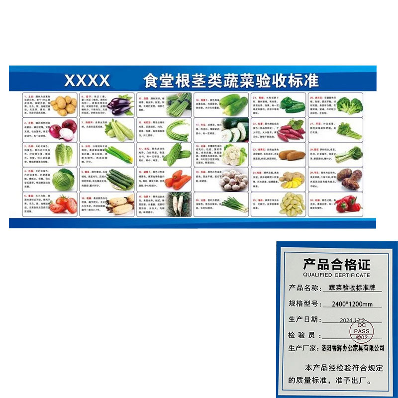 鑫睿辉 蔬菜验收标准牌 2400*1200mm 个高清大图