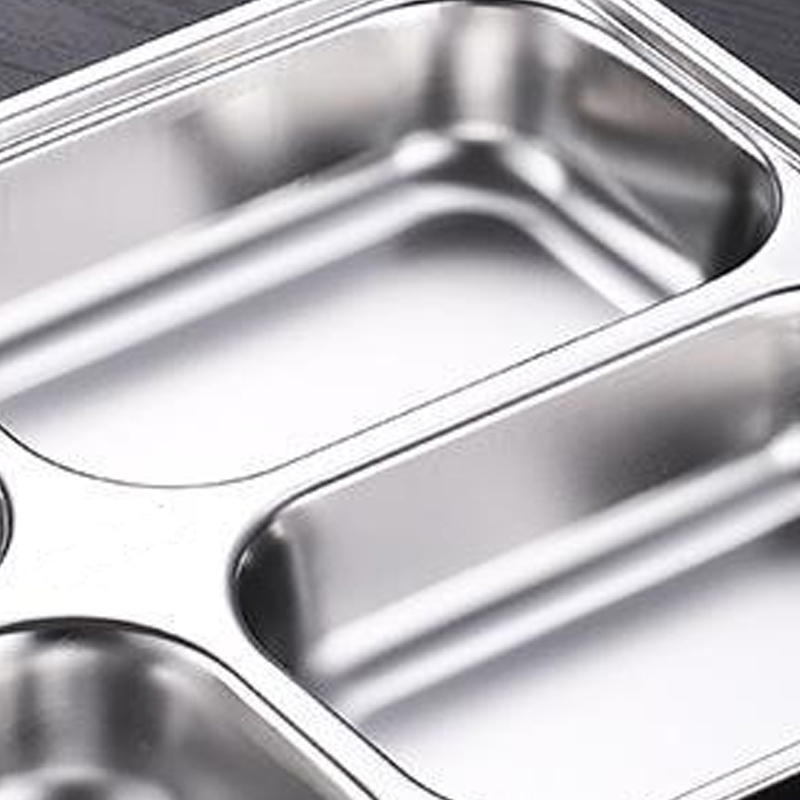 翌嘉YJ40625039 201不锈钢分格餐盘食堂中式饭盘 深五格高清大图