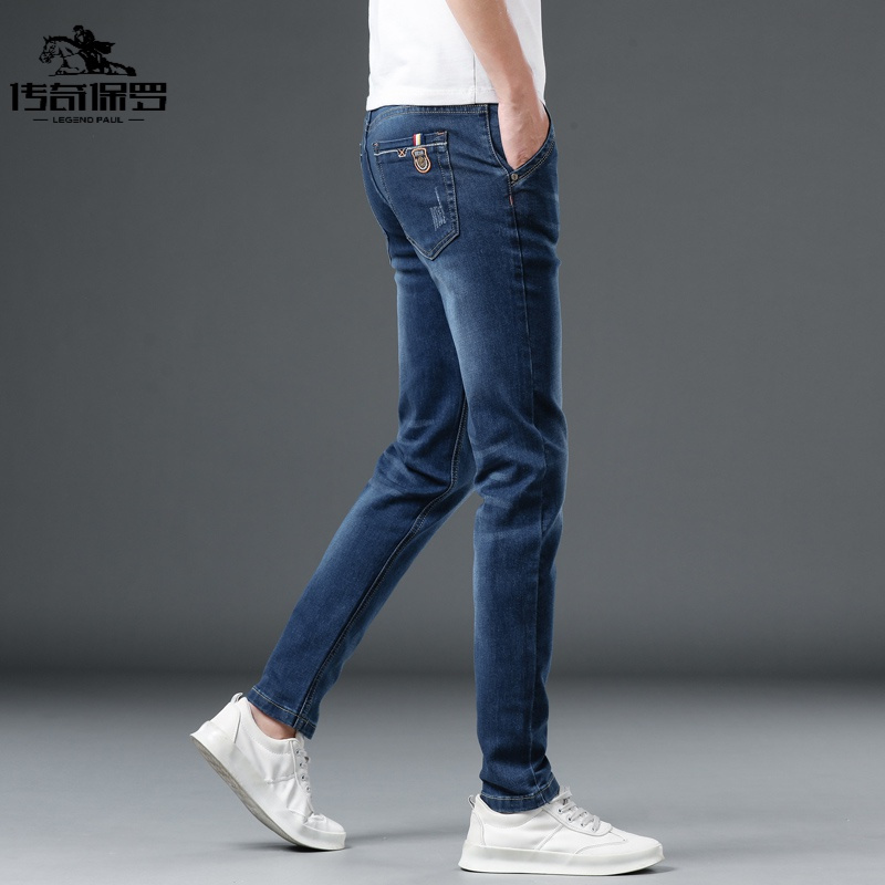 传奇保罗(CHUANQIBAOLUO)四季款男士休闲牛仔裤韩版潮流宽松小脚修身显瘦时尚弹力百搭长裤