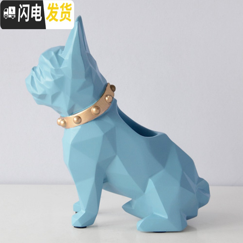 三维工匠创意时尚笔筒摆件简约可爱学生书房书桌办公用品笔桶收纳摆设 小狗笔筒[蓝色]高清大图