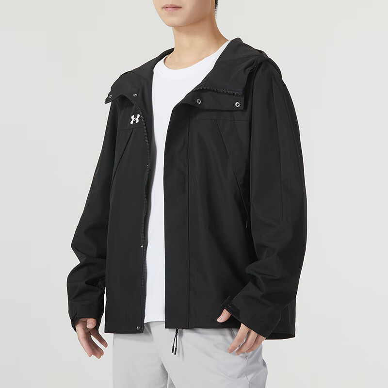 安德玛(UNDERARMOUR)梭织夹克男装 2023新款训练运动服跑步健身休闲连帽秋季外套