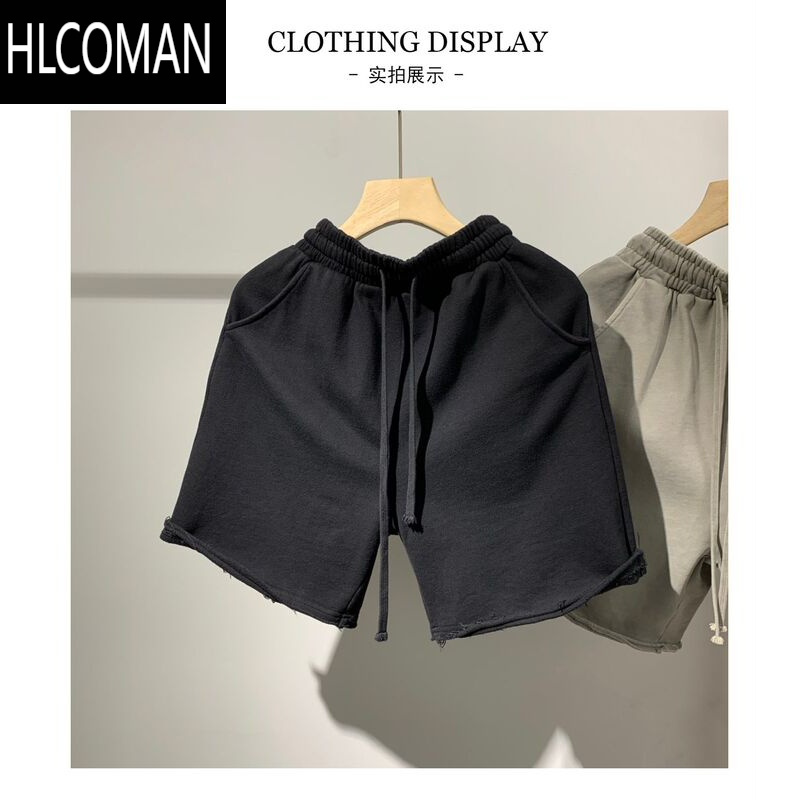 HLCOMAN水洗高品质毛圈男士运动卷边短裤通勤百搭潮流休闲夏季五分裤
