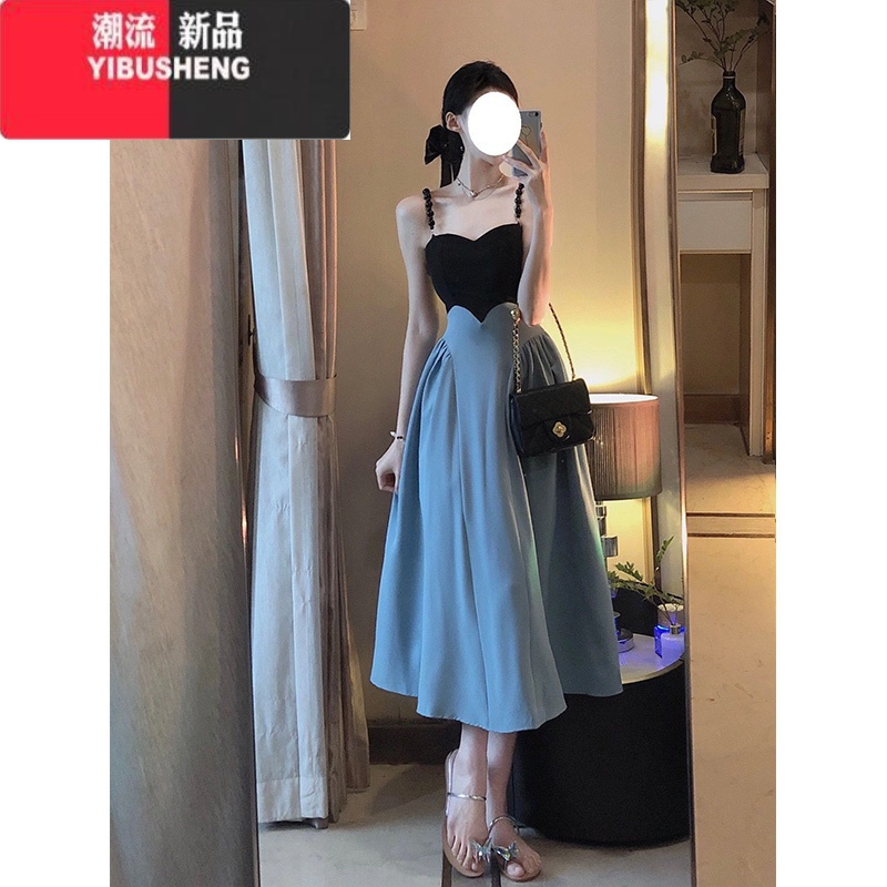 YIBUSHENG露背吊带连衣裙季法式收腰高级感赫本风别致漂亮温柔气质小礼裙
