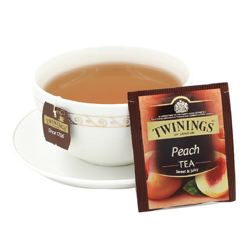 Twinings川宁 红茶蜜桃果香 红茶50g/25片 红茶包果味茶包袋泡茶