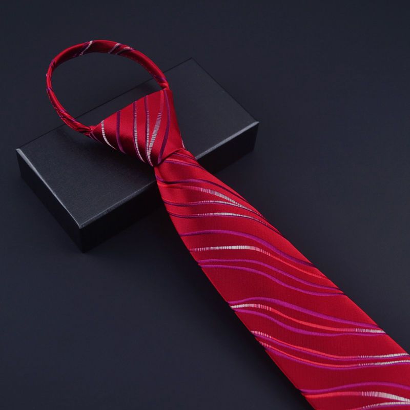 领带男结婚新郎8cm正装商务手打红色拉链一拉得衬衫免打男士高档手打