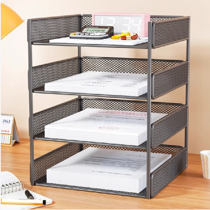 馨婺家 文件收纳架 黑色-三层 26cm*33cm*26cm 1个高清大图
