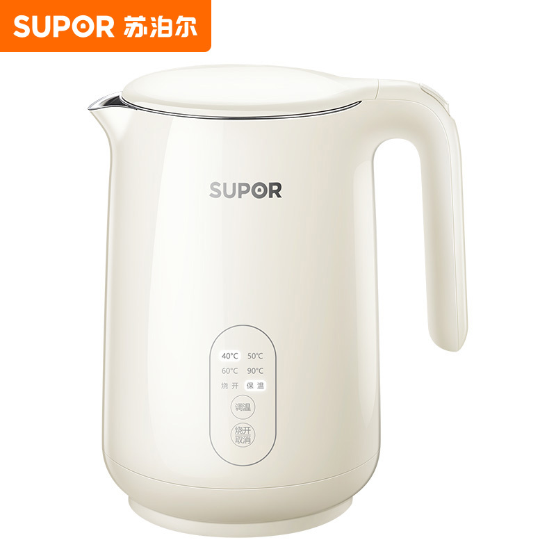 苏泊尔(SUPOR)电水壶1.5L容量烧水壶实时显温触控操作4段调温电热水壶保温电水壶 养生SW-15T70A