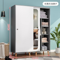 汐岩定制衣柜现代简约推拉移家用卧室穿衣镜衣橱租房经济简易收纳柜