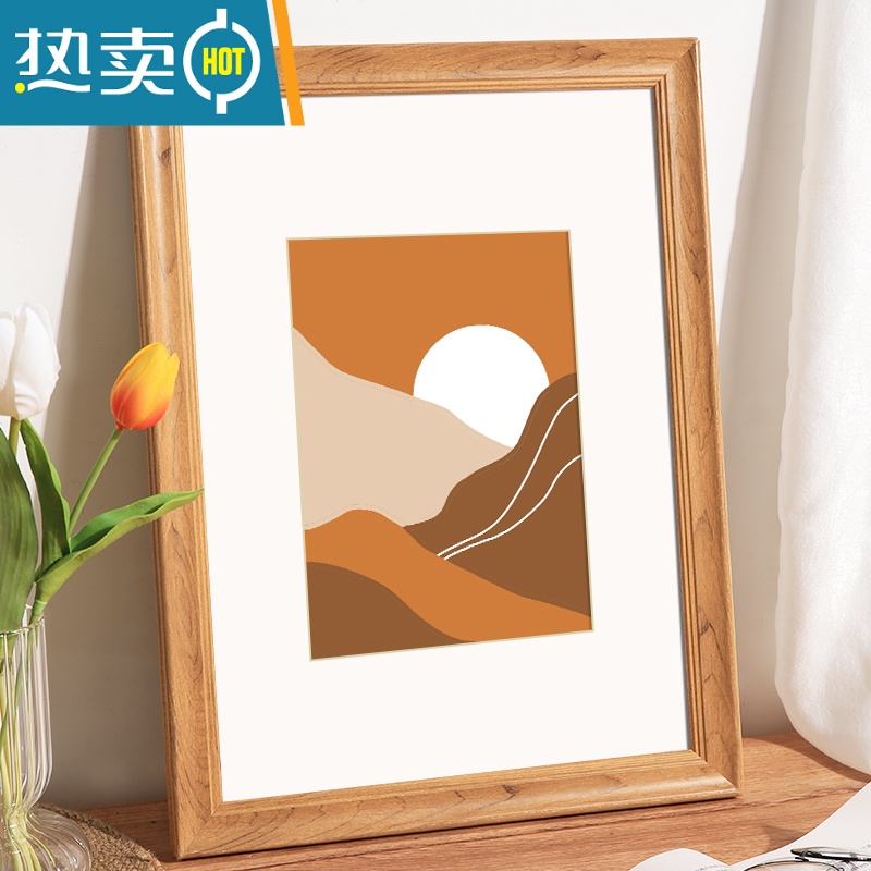 敬平木质大相框画框挂墙a3A4纸作品装裱四开8K展示16寸海报外框架定制 945-木纹色 32寸(可放尺寸60.2*80高清大图