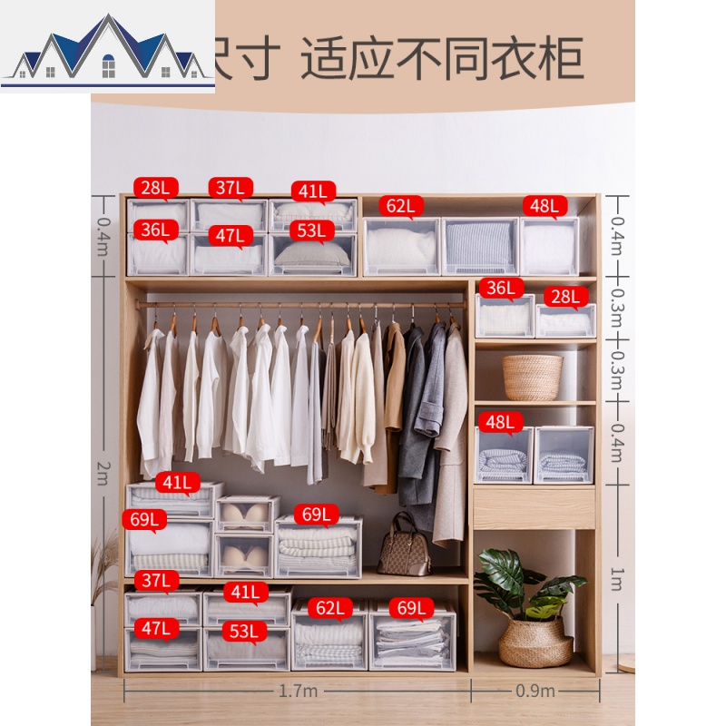 抽屉式收纳柜子塑料加厚衣柜橱整理箱玩具衣服储物柜子置物柜家用 三维工匠高清大图