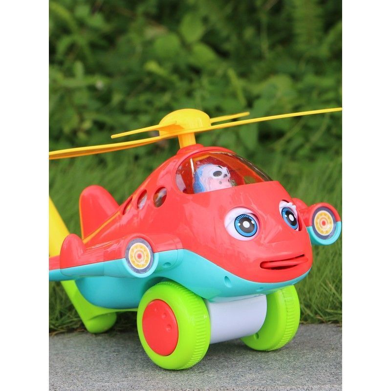 手推飞机红色特价儿童学步手推飞机玩具推车轮独轮推推乐单杆学走路带