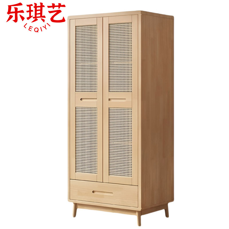 乐琪艺 实木衣柜 藤编二门 88*60*196.5cm 台