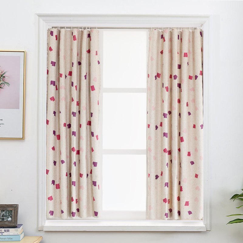 家柏饰(CORATED)简易窗帘免打孔安装遮光出租房宿舍简单短帘北欧简约现代窗帘定制 麦田红色 帘0.9*1.8高(单开款)