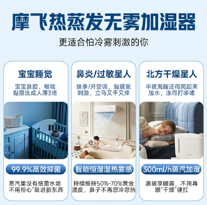 摩飞电器(MORPHY RICHARDS) MR2081 无雾热蒸发加湿器家用卧室孕妇母婴幼儿鼻炎适用静柔音空气加湿机高清大图