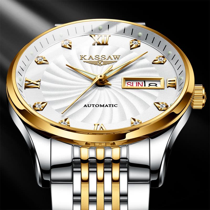 卡梭(KASSAW)手表自动机械表双日历机械男表时尚商务休闲夜光防水手表男K869G K864G图片