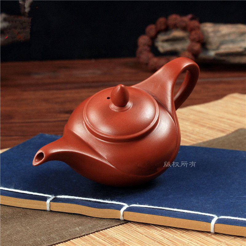 紫砂壶素面长嘴茶壶泥壶神灯壶特色摆设装饰可养泡茶壶紫砂茶壶 红色