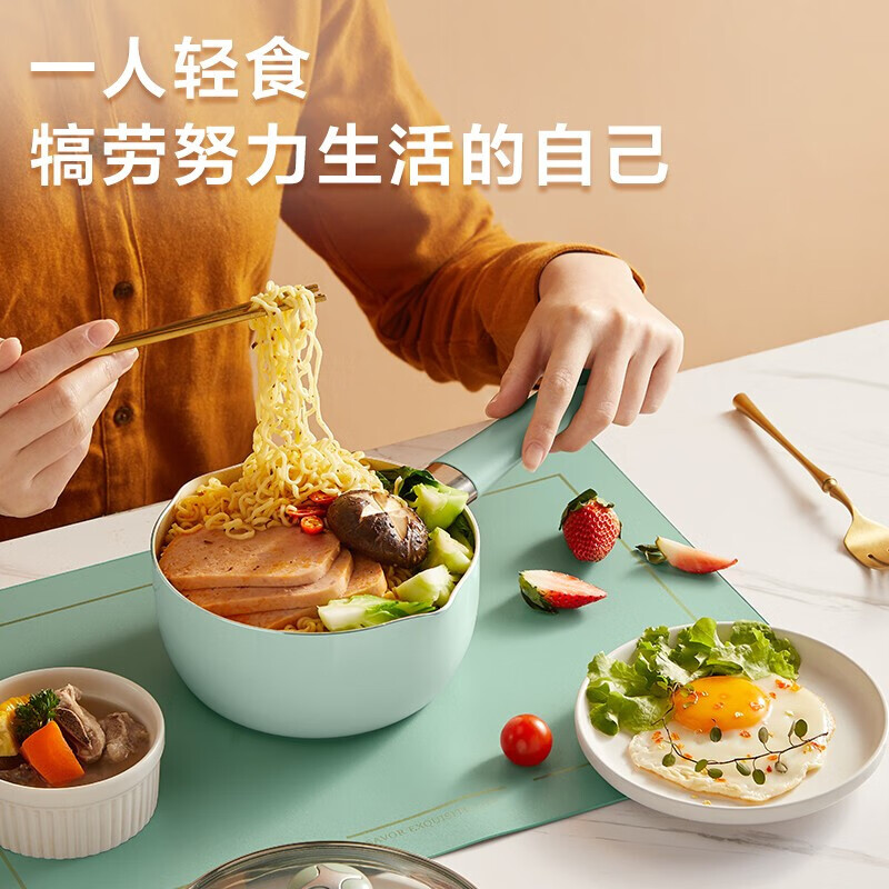小熊(Bear)奶锅不粘辅食锅家用宝宝婴儿奶锅热奶煮牛奶锅泡面小汤锅麦饭石 CP-G0020-P04 带盖 18cm高清大图