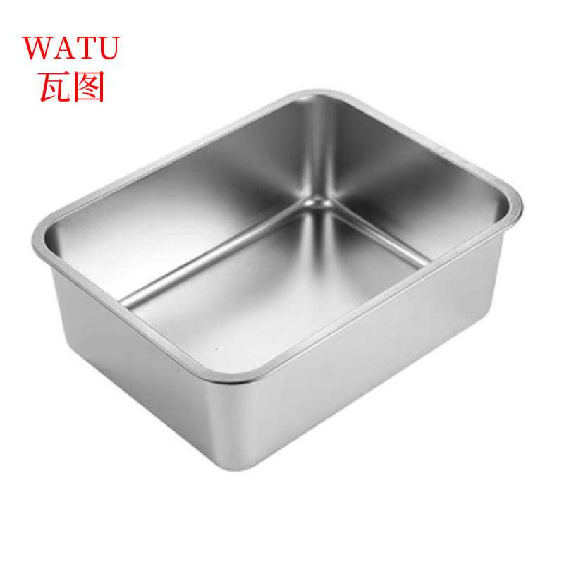 瓦图 不锈钢方盆带盖 菜盆加深托盘 60*40*10cm 个高清大图