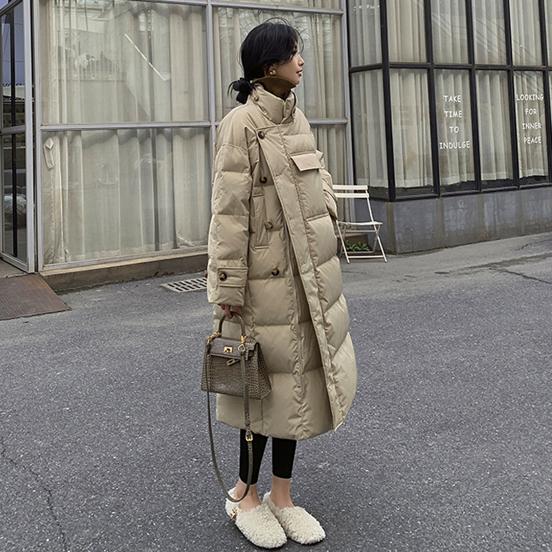 2025年女冬季韩版新款时尚羽绒棉服中长款宽松设计感加厚棉衣棉袄