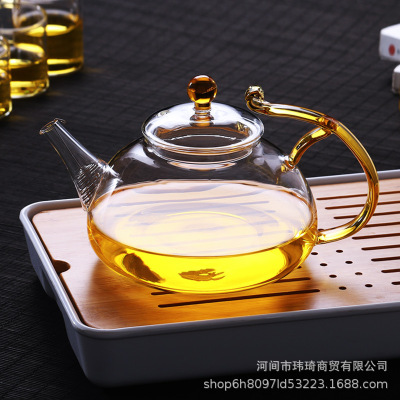 如意壶 玻璃花茶壶 高硼硅耐热茶壶 弹簧过滤加厚绿茶茶具透明泡茶煮茶器